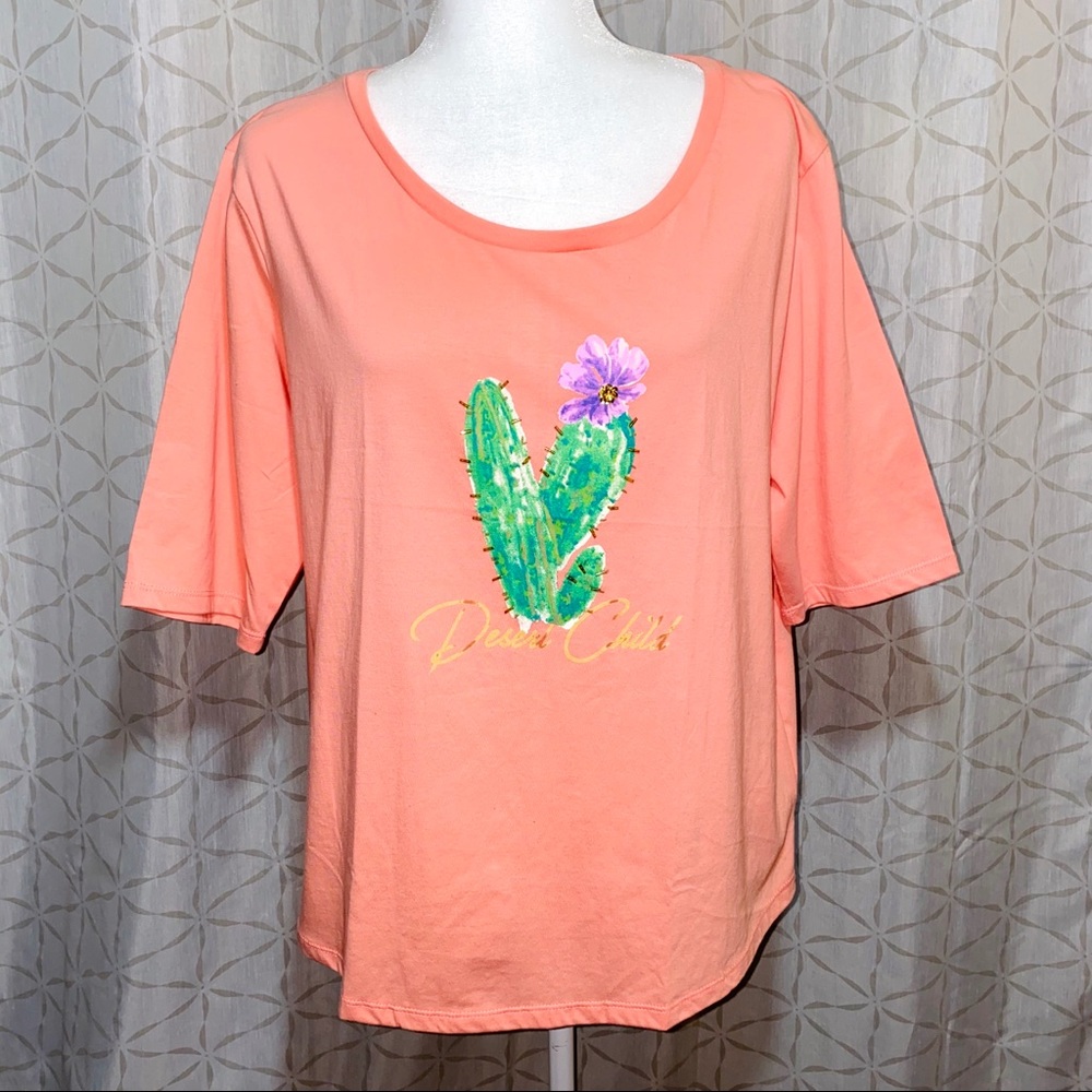 Womens T-Shirt Desert Child Cactus Print Size XXL